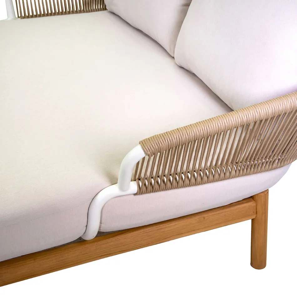 Udendørs liggestol med teakstel, reb og hynder - Telt Viadurini