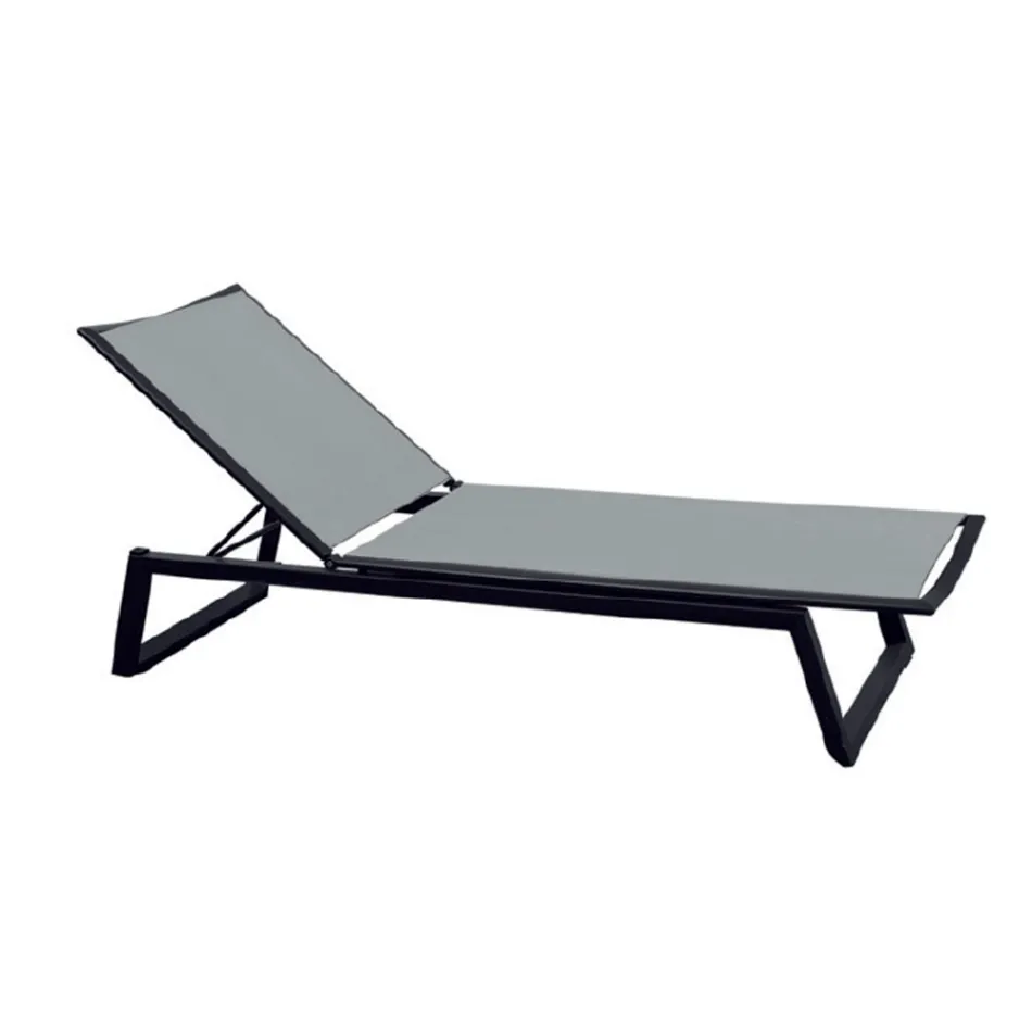 Udendørs solseng i aluminium og tekstilen med udtrækkelige hjul, 2 stk - æsel Viadurini