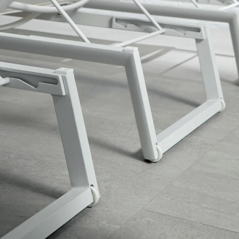 Udendørs solseng i aluminium og tekstilen med udtrækkelige hjul, 2 stk - æsel Viadurini