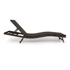 Udendørs solseng i polyrattan med hjul - Meredith Viadurini