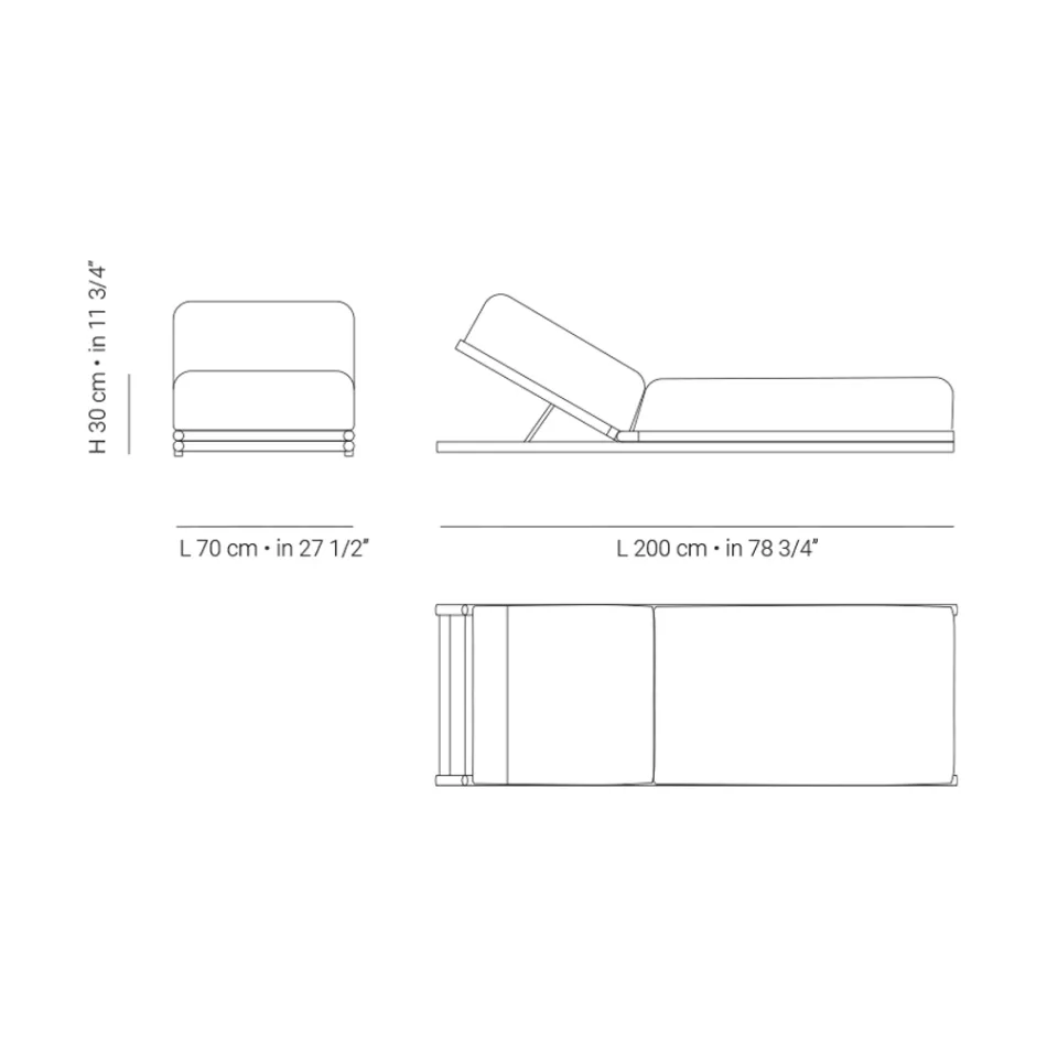 Udendørs solseng i stof og træstruktur lavet i Italien - Armelia Viadurini