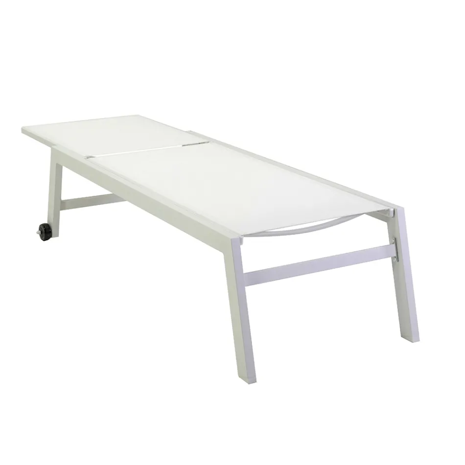 Udendørs liggestol lavet af aluminium og textilene med 2 hjul - Costume Viadurini