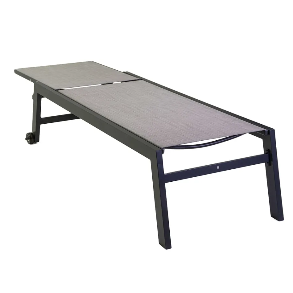 Udendørs liggestol lavet af aluminium og textilene med 2 hjul - Costume Viadurini