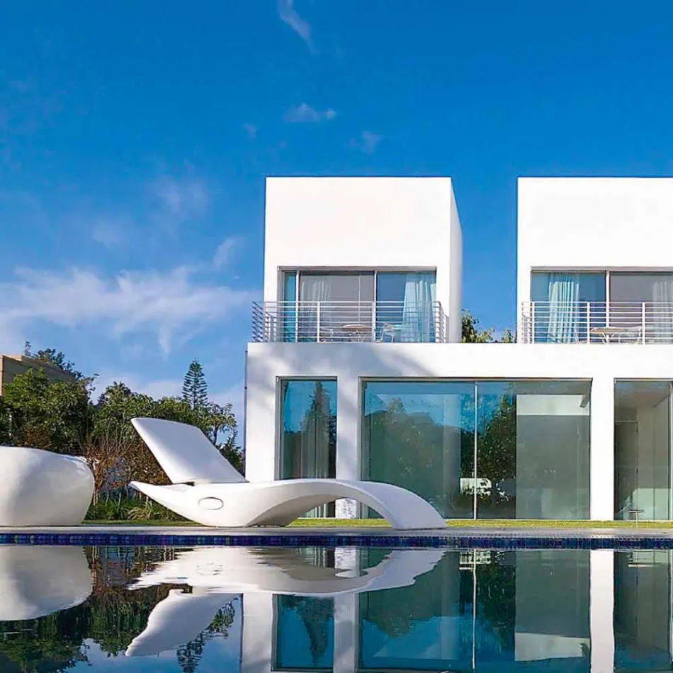 Design Chaise Longue Havestol i hvid plastik - Zoe af Mayyour Viadurini