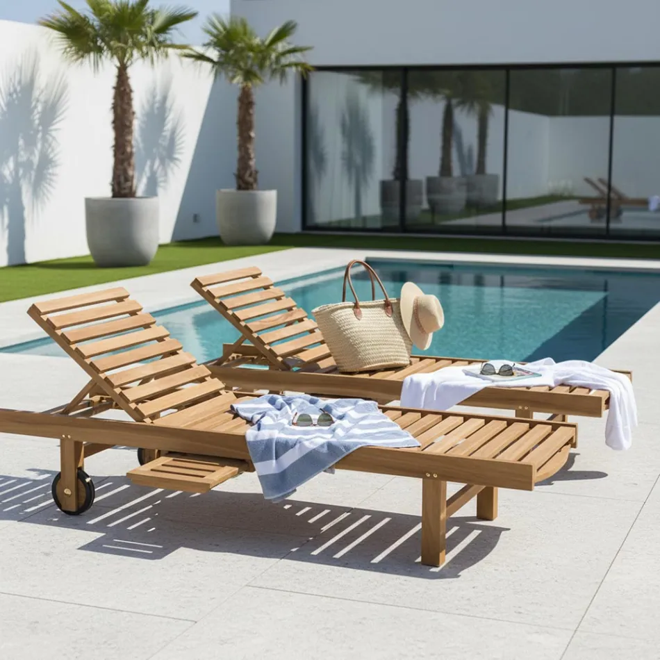 Have daybed i naturligt teaktræ - Yggdrasil Viadurini