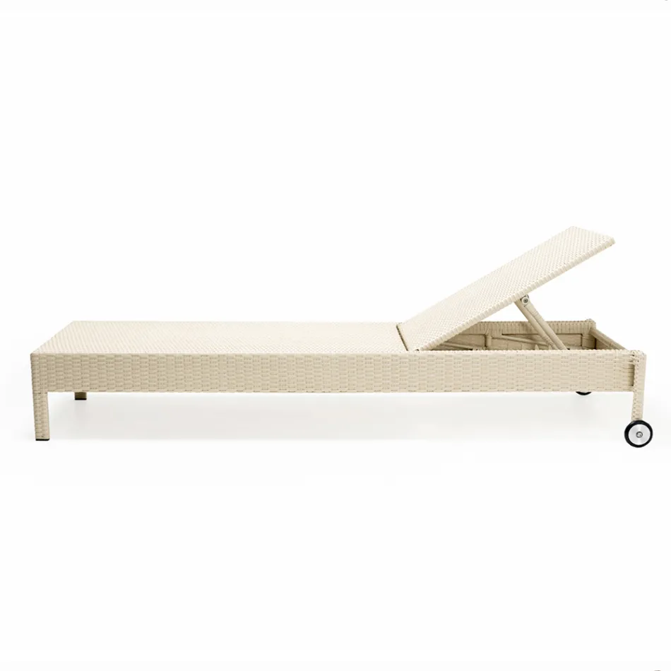 Haveseng i polyrattan med hjul - solbad Viadurini