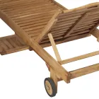 Haveseng af teaktræ med aftageligt bord og hjul - Oasi Viadurini