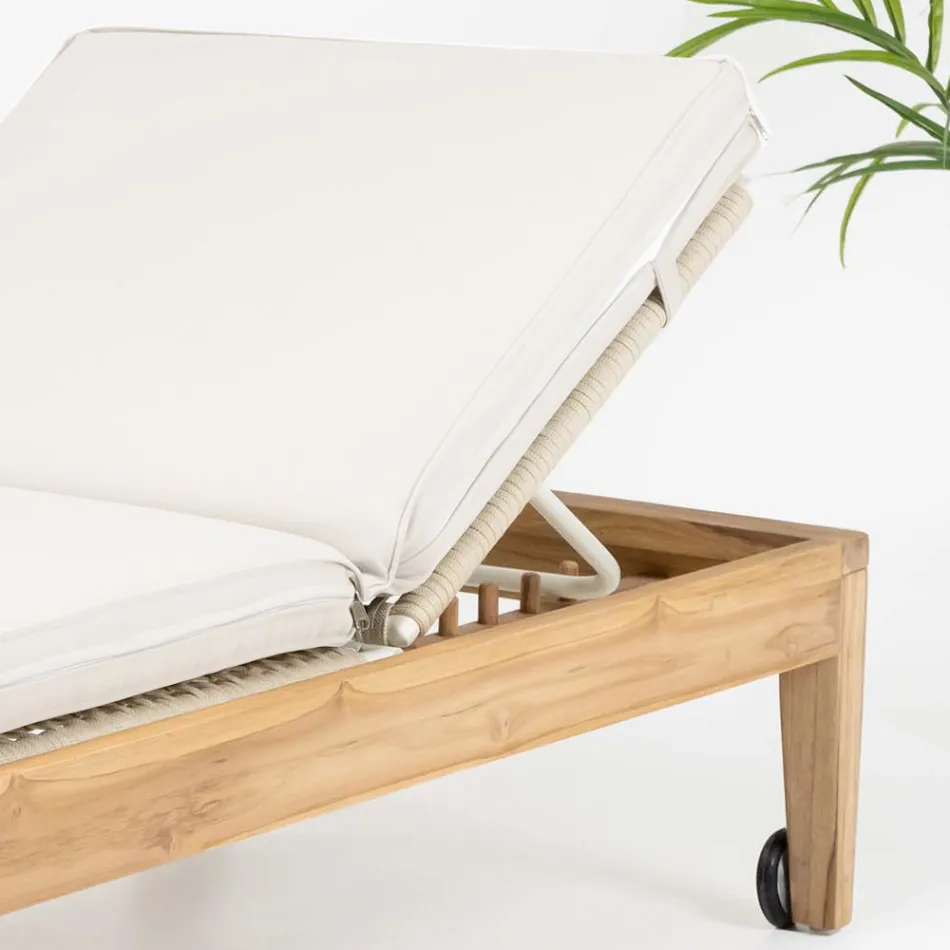 Havesolseng i teaktræ og reb - Jhon Viadurini