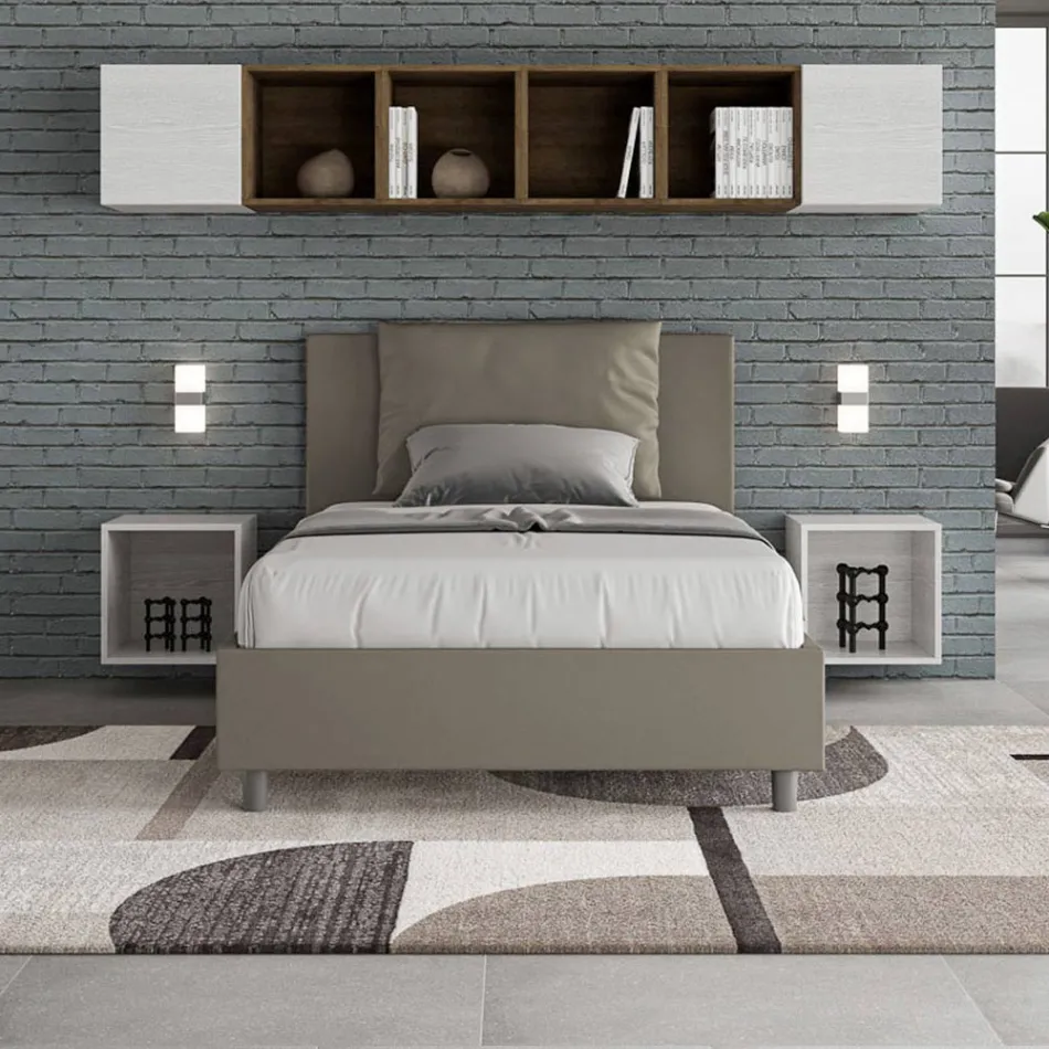 120x200 cm seng med hovedgærde og kunstlæderhynder fremstillet i Italien - Olimpiadi Viadurini