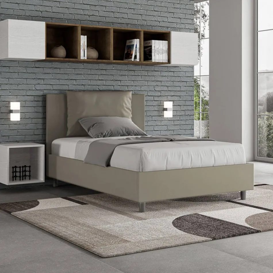 120x200 cm seng med hovedgærde og kunstlæderhynder fremstillet i Italien - Olimpiadi Viadurini