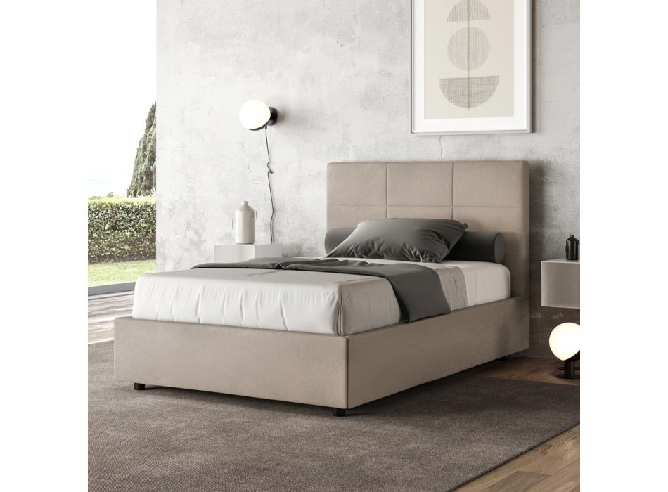 Seng 140x200 cm med rektangulær sengegavl i mikrofiber Made in Italy - Brina Viadurini