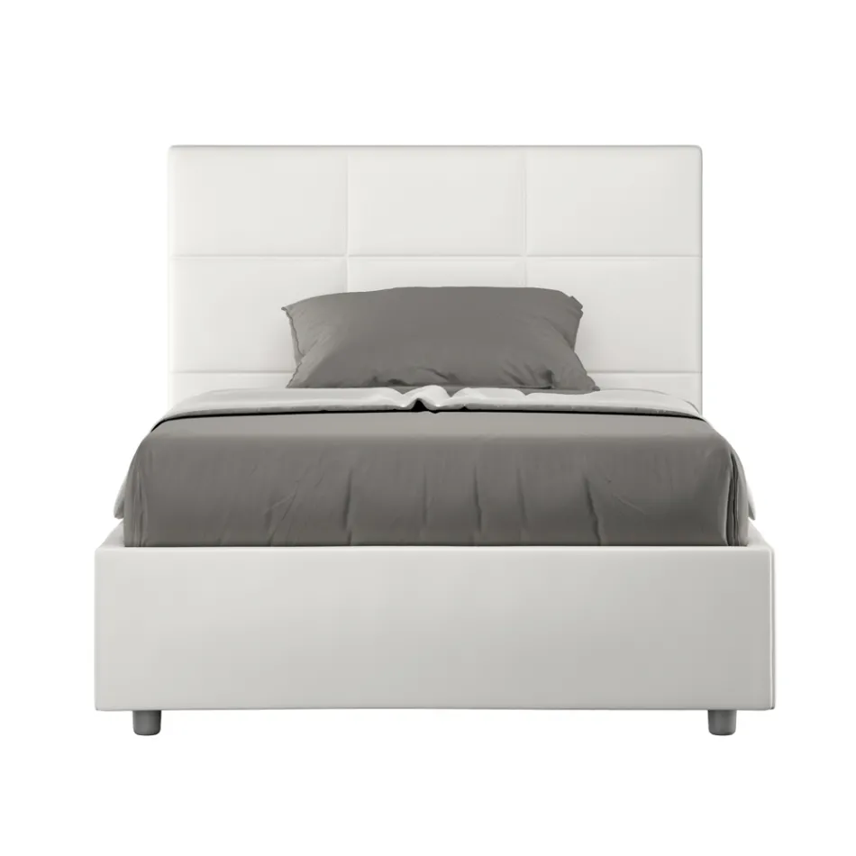 140x200 cm seng med rektangulær hovedgærde i kunstlæder fremstillet i Italien - Brina Viadurini