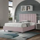 140x200 cm mikrofiberseng med symmetriske lodrette linjer fremstillet i Italien - Glove Viadurini