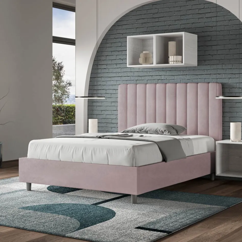 140x200 cm mikrofiberseng med symmetriske lodrette linjer fremstillet i Italien - Glove Viadurini