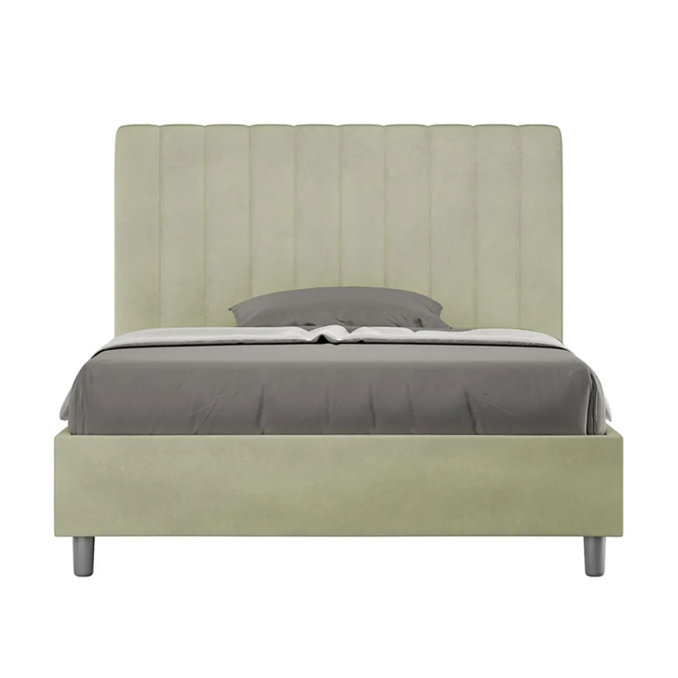 140x200 cm mikrofiberseng med symmetriske lodrette linjer fremstillet i Italien - Glove Viadurini