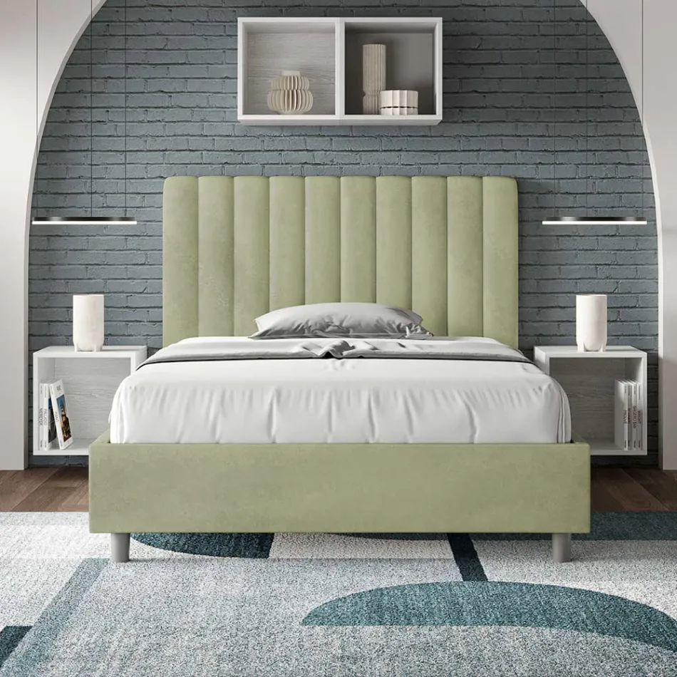 140x200 cm mikrofiberseng med symmetriske lodrette linjer fremstillet i Italien - Glove Viadurini