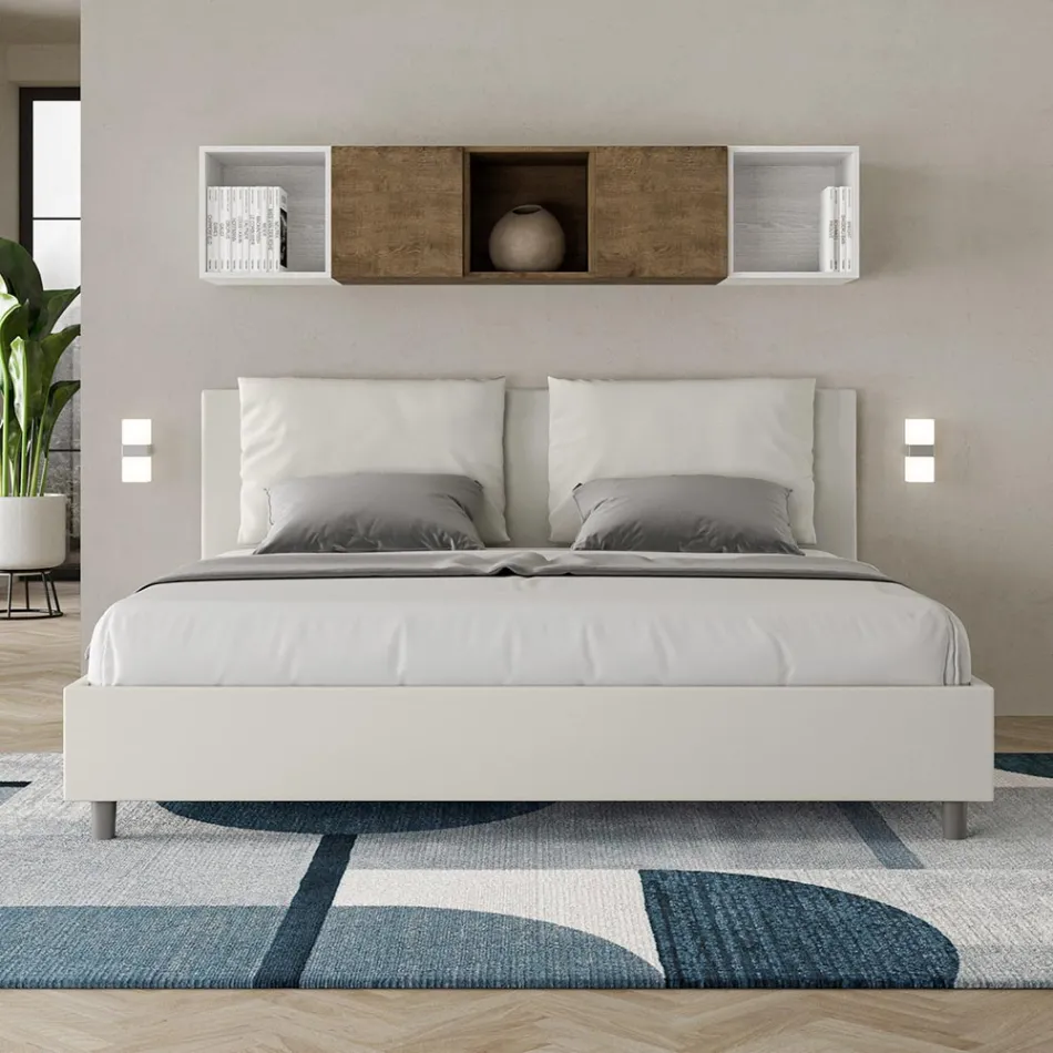 200x200 cm seng med hovedgærde og kunstlæderhynder fremstillet i Italien - Olimpiadi Viadurini