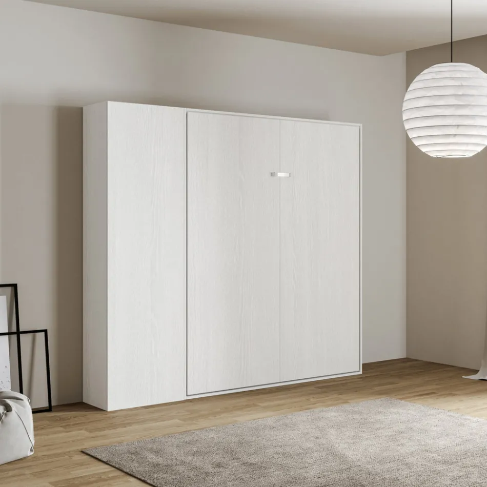 Queensize-seng med lodret foldbar seng og søjle - Magicompare Viadurini