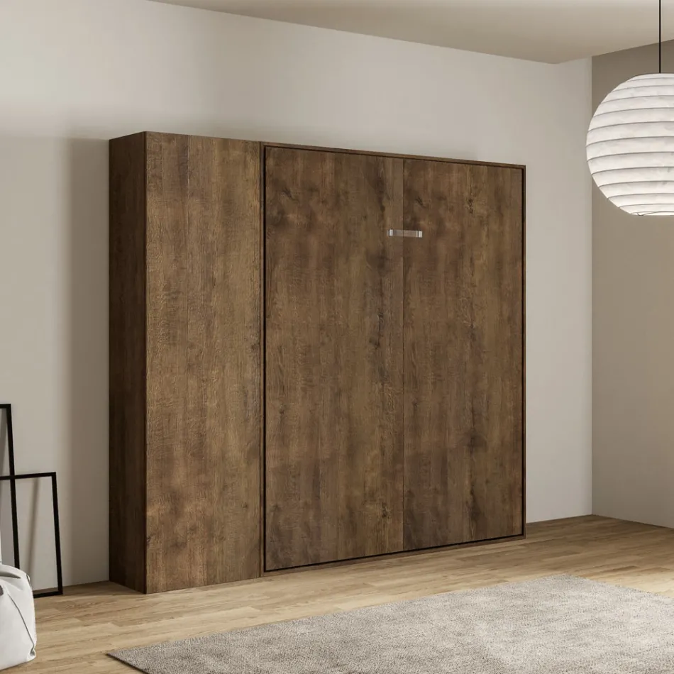 Queensize-seng med lodret foldbar seng og søjle - Magicompare Viadurini