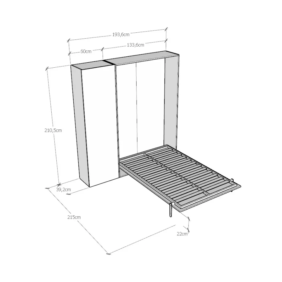 Queensize-seng med lodret foldbar seng og søjle - Magicompare Viadurini