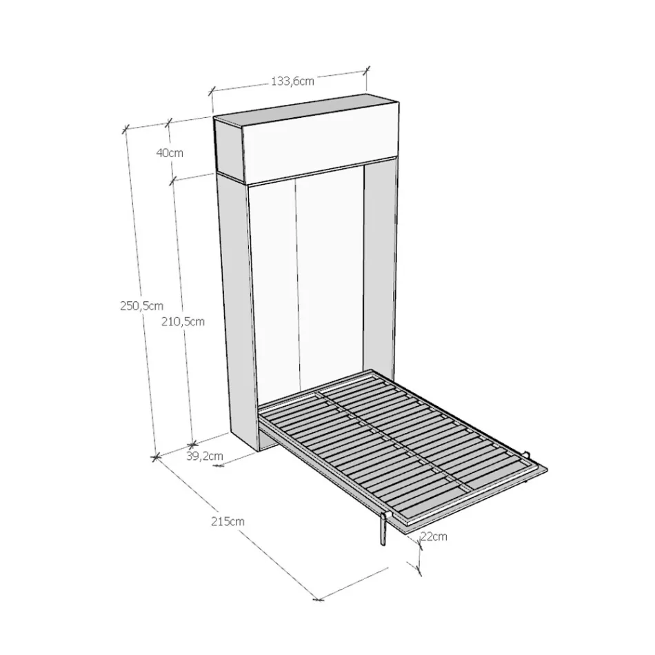 Queensize-seng med lodret foldbar seng og vægskab - Magicompare Viadurini