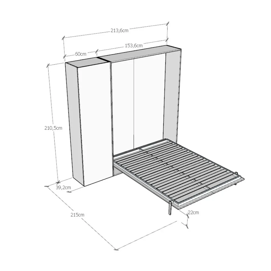 Lodret sammenklappelig fransk seng med søjle - Magicompare Viadurini