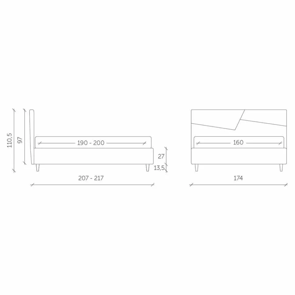 Seng med dobbelt beholder betrukket med faux læder fremstillet i Italien - Raggino Viadurini