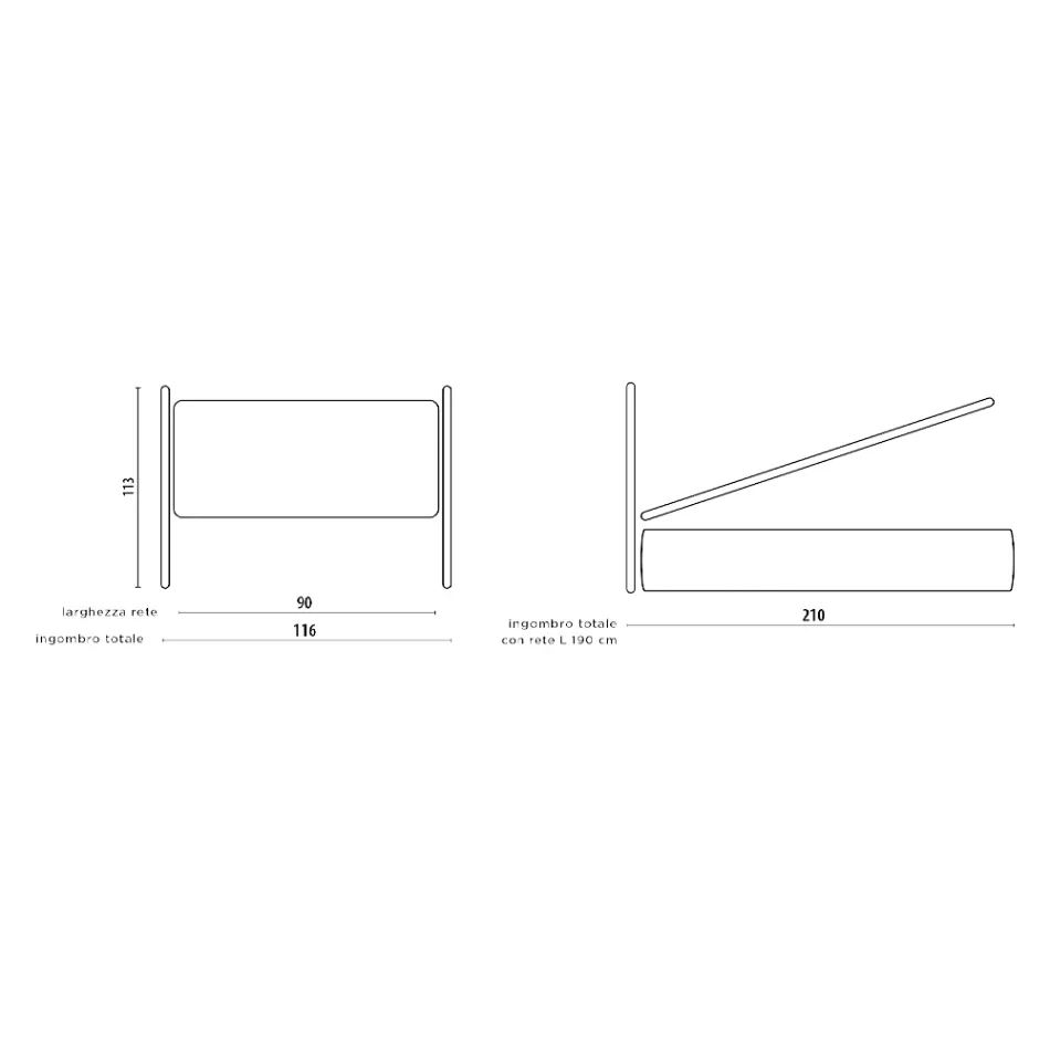 Enkeltseng med sengegavl i stof lavet i Italien - Fiuto Viadurini