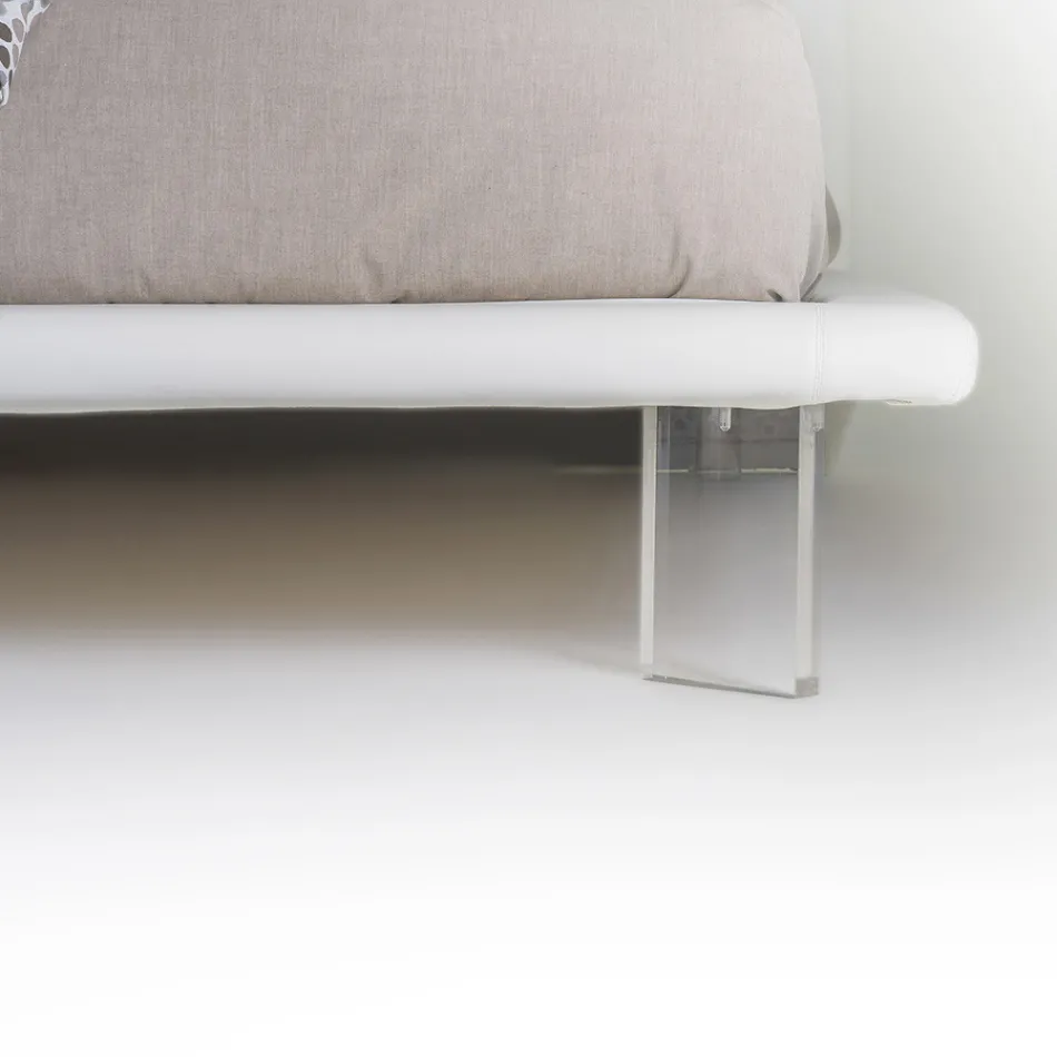 Polstret dobbeltseng i Eco-læder eller stof lavet i Italien - Armonica Viadurini