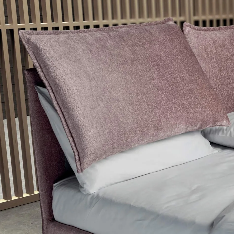 Dobbeltseng 160x190 med 2 bløde puder med perimeter flæse - Ernesta Viadurini