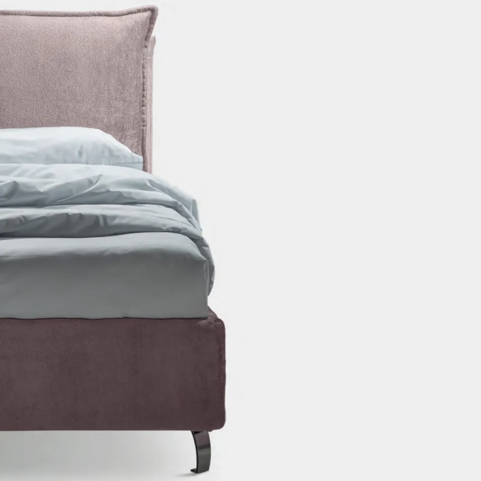 Dobbeltseng 160x190 med 2 bløde puder med perimeter flæse - Ernesta Viadurini