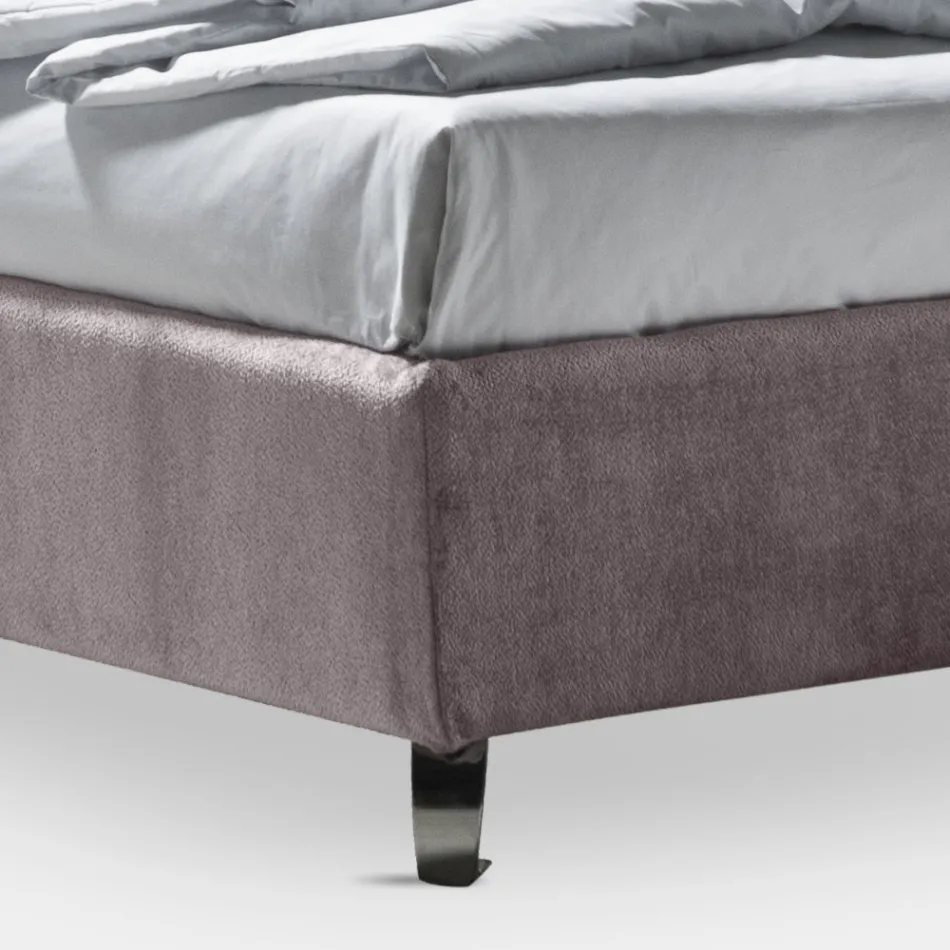 Dobbeltseng 160x190 med 2 bløde puder med perimeter flæse - Ernesta Viadurini