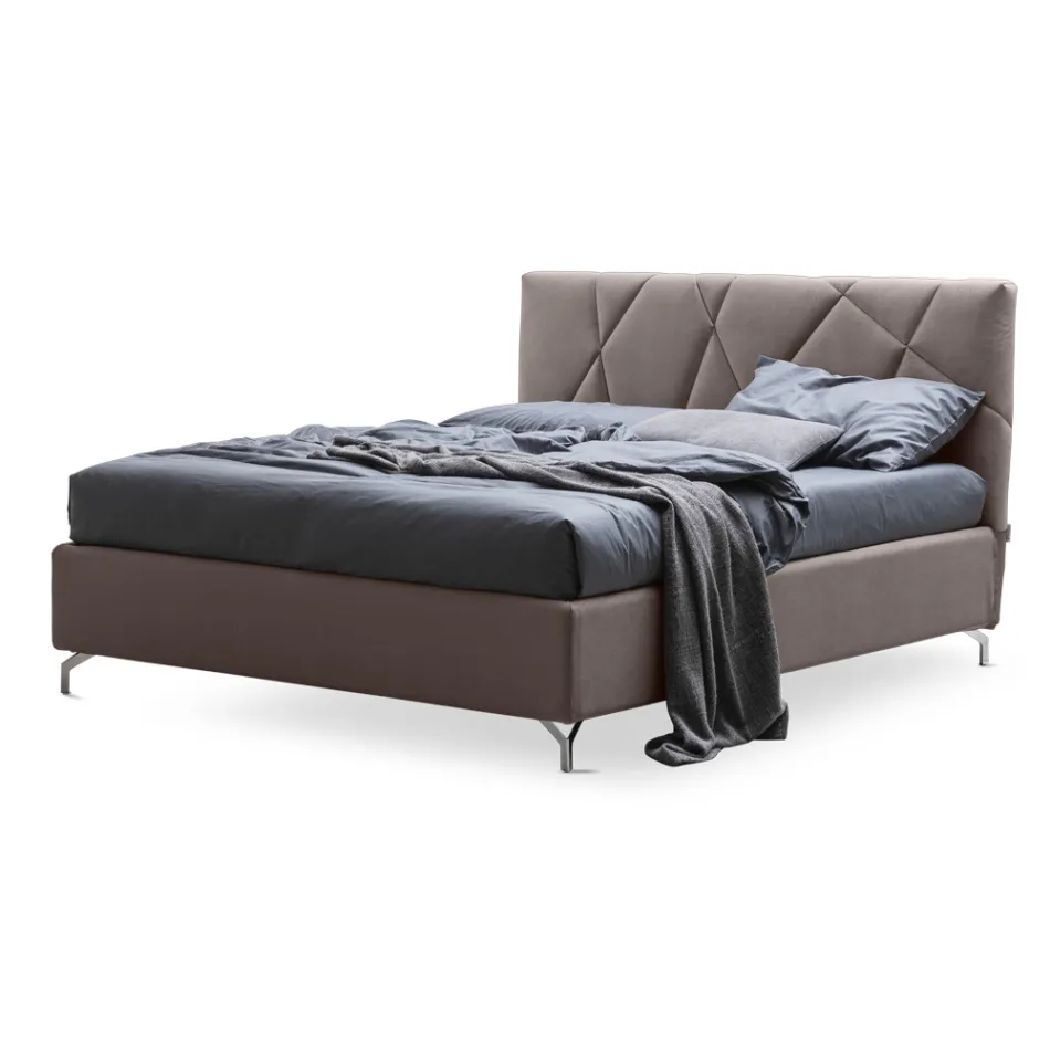 Dobbeltseng 160x190 med geometrisk quiltning - Ciottolino Viadurini