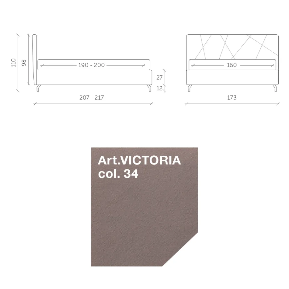 Dobbeltseng 160x190 med geometrisk quiltning - Ciottolino Viadurini