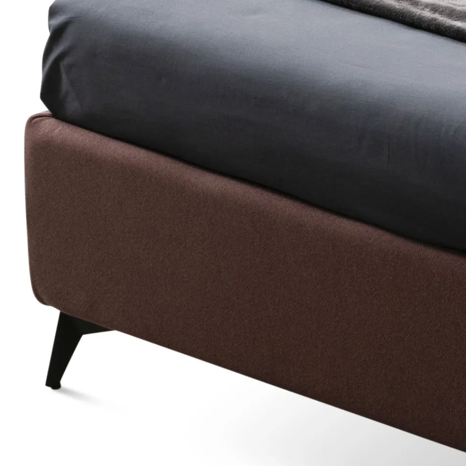 Dobbeltseng 160x190 med buede linjer og dobbelt quiltet bånd - Gioie Viadurini