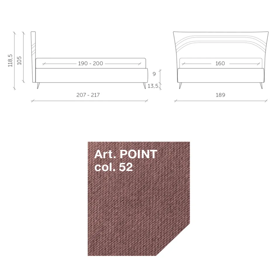 Dobbeltseng 160x190 med buede linjer og dobbelt quiltet bånd - Gioie Viadurini