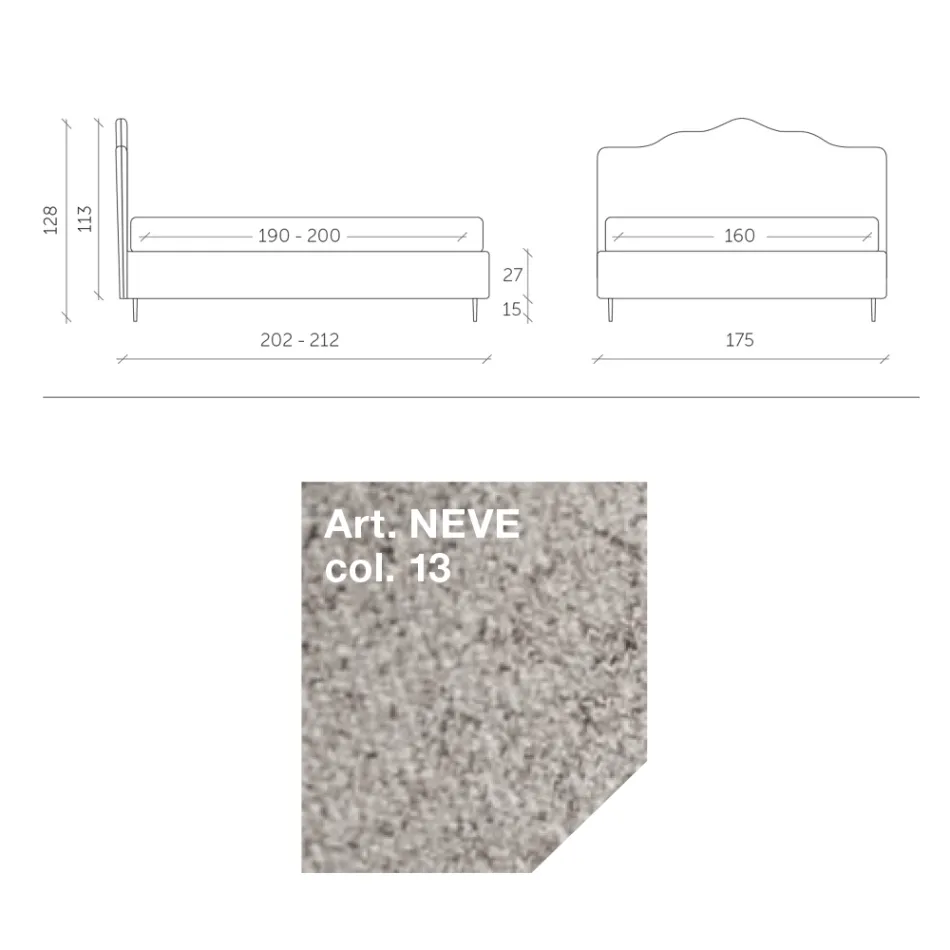 Dobbeltseng 160x190 med perimeter flæse sengegavl Made in Italy - Rest Viadurini