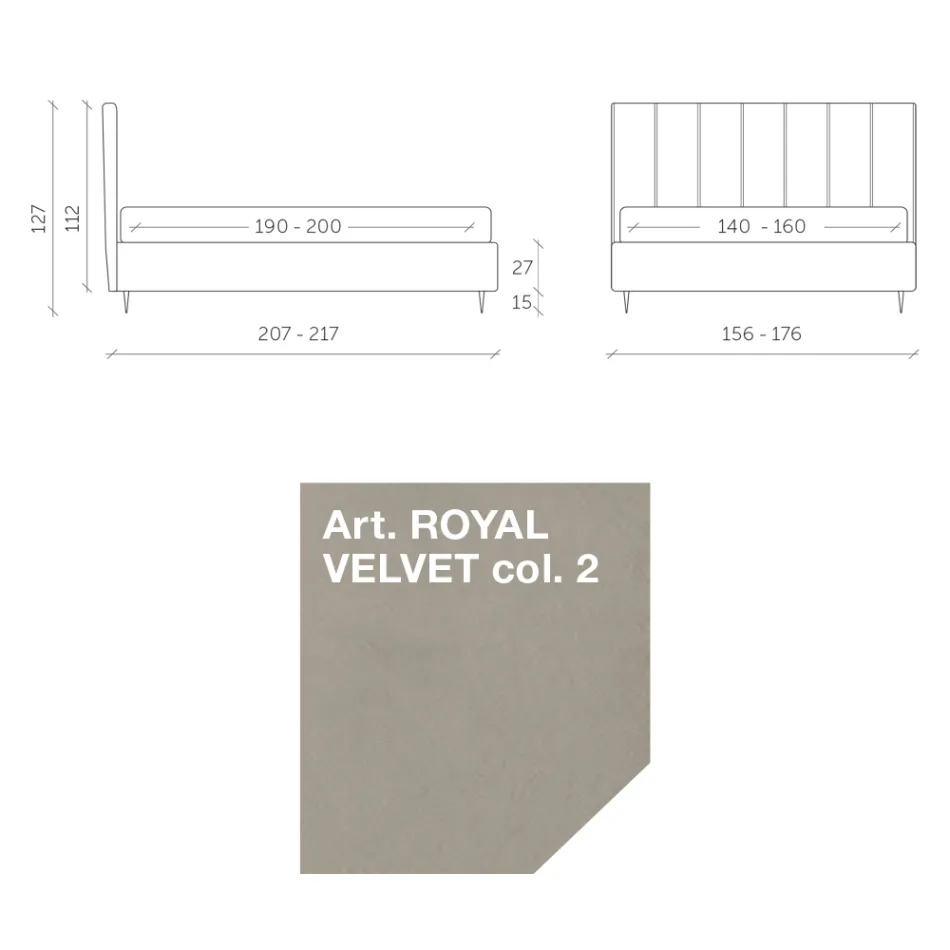 Dobbeltseng 160x190 med quiltning med brede lodrette bånd - Magan Viadurini