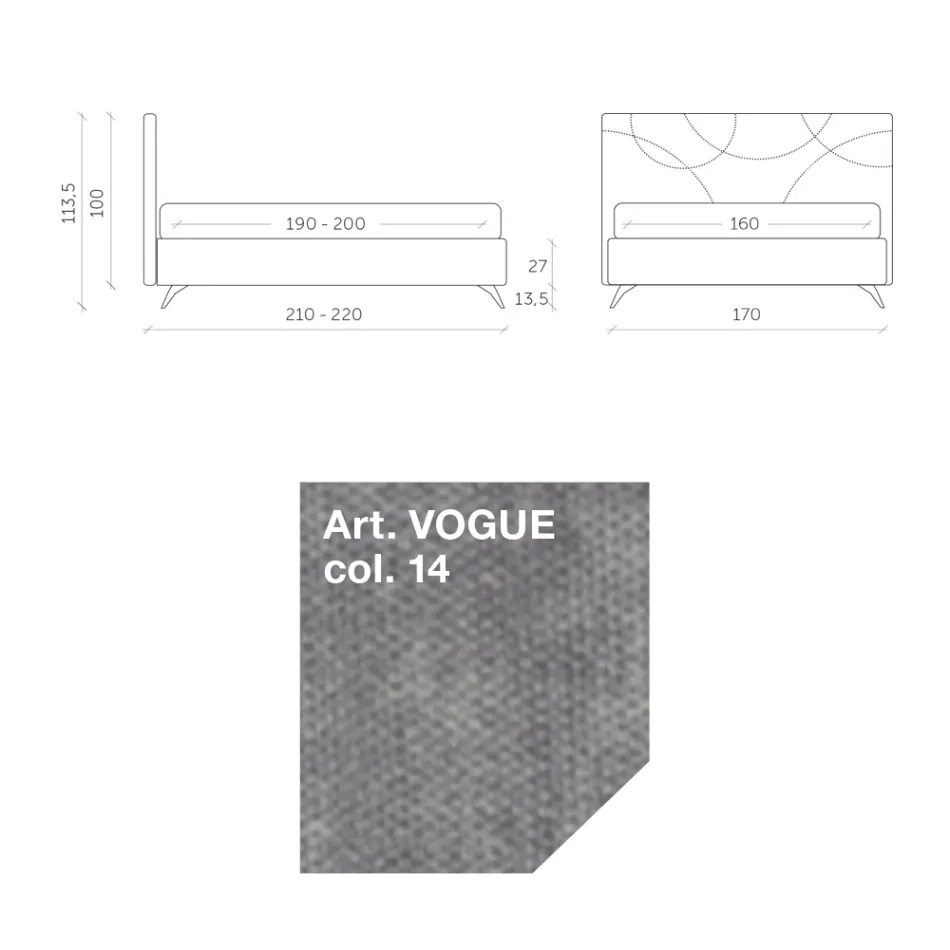 Dobbeltseng 160x190 med Quiltning af krydskurver - Solsikke Viadurini