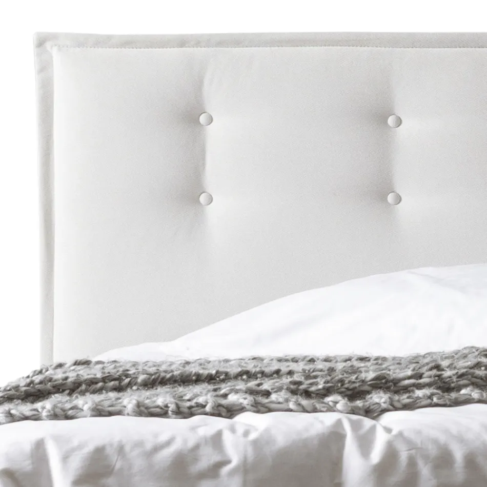 Dobbeltseng 160x190 i stof med sengegavl med knapper Made in Italy - Dreams Viadurini