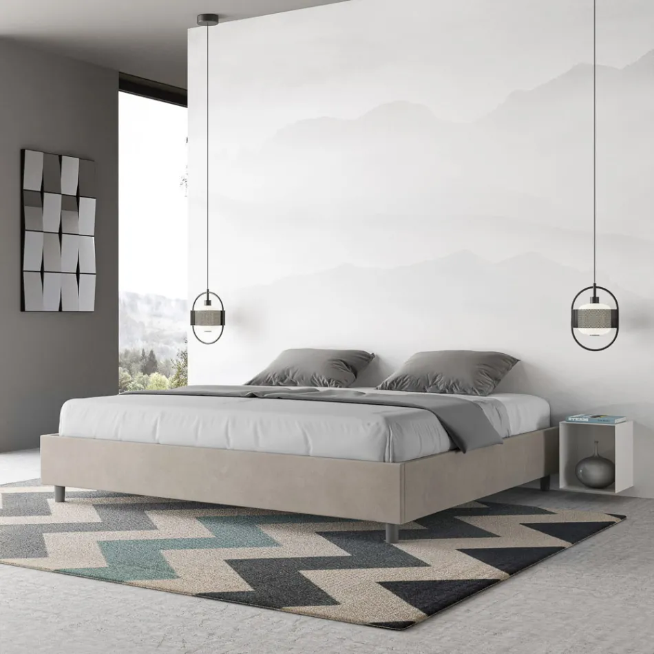 Dobbeltseng 180x200 cm betrukket med mikrofiber fremstillet i Italien - Athlete Viadurini