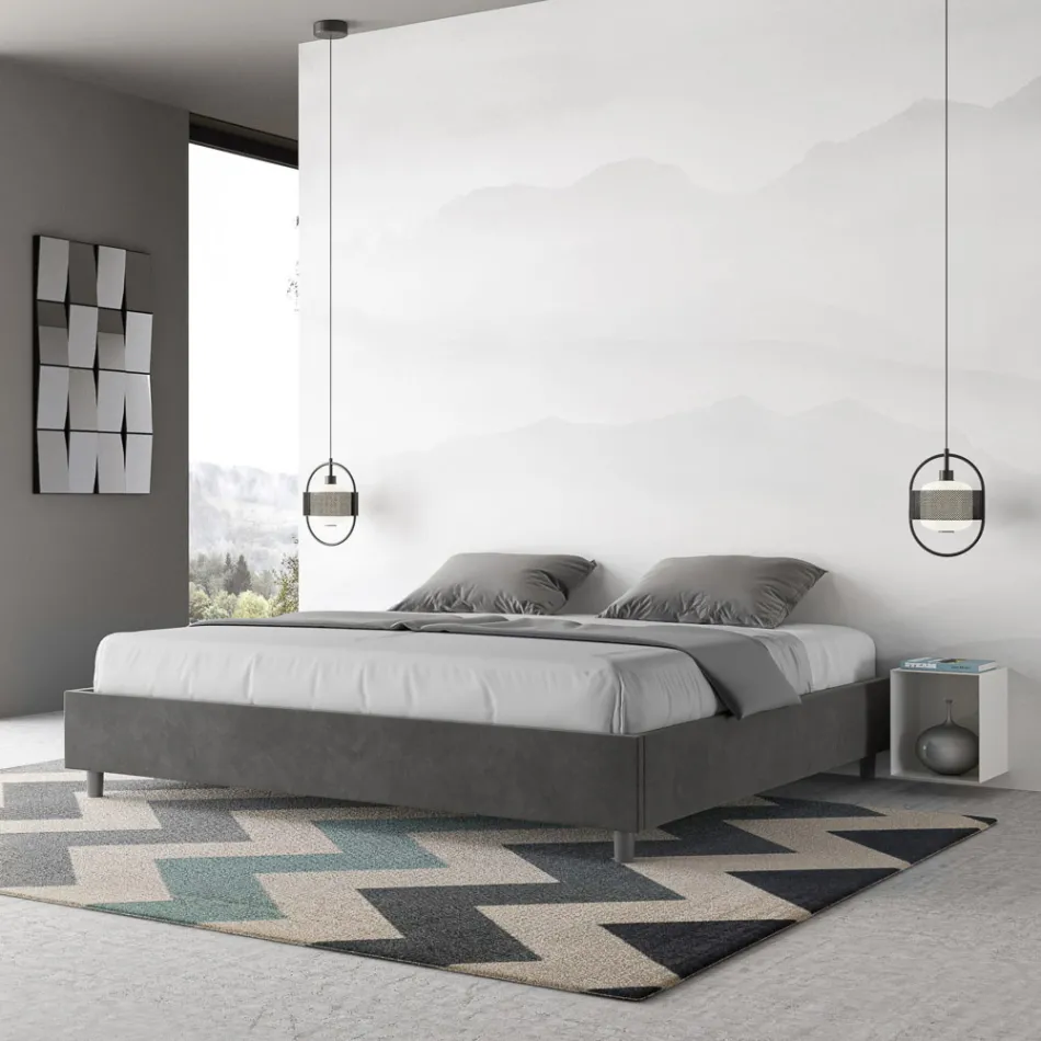 Dobbeltseng 180x200 cm betrukket med mikrofiber fremstillet i Italien - Athlete Viadurini