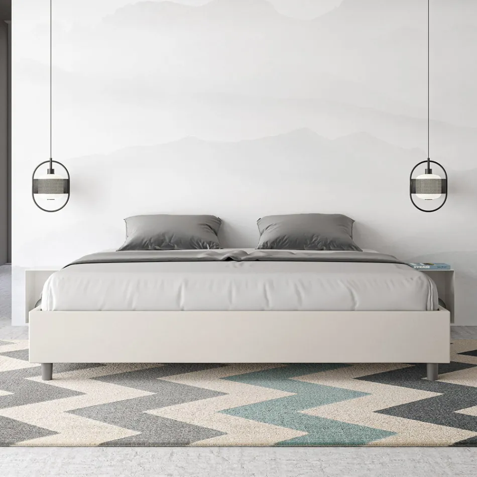 180x200 cm dobbeltseng betrukket med kunstlæder fremstillet i Italien - Athlete Viadurini