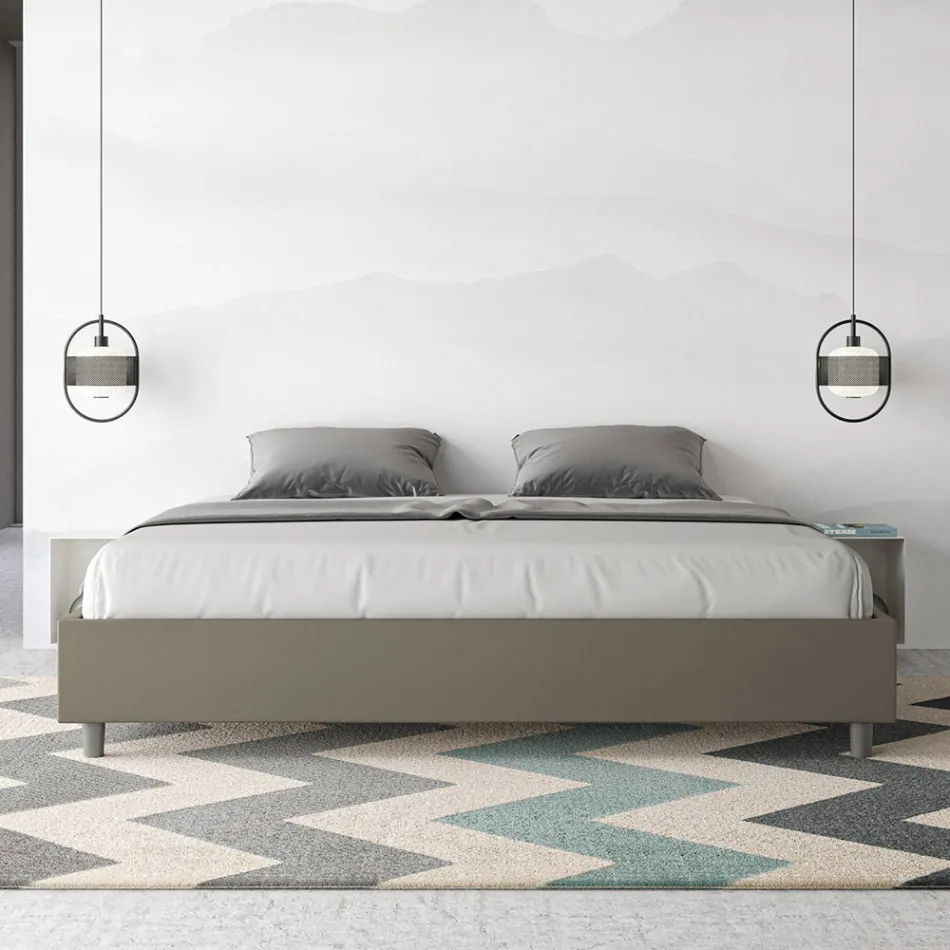 180x200 cm dobbeltseng betrukket med kunstlæder fremstillet i Italien - Athlete Viadurini