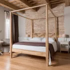 180x200 dobbeltseng med baldakin i massivt teaktræ - Tempera Viadurini