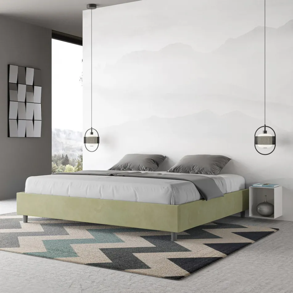 Dobbeltseng 190x200 cm betrukket med mikrofiber fremstillet i Italien - Athlete Viadurini