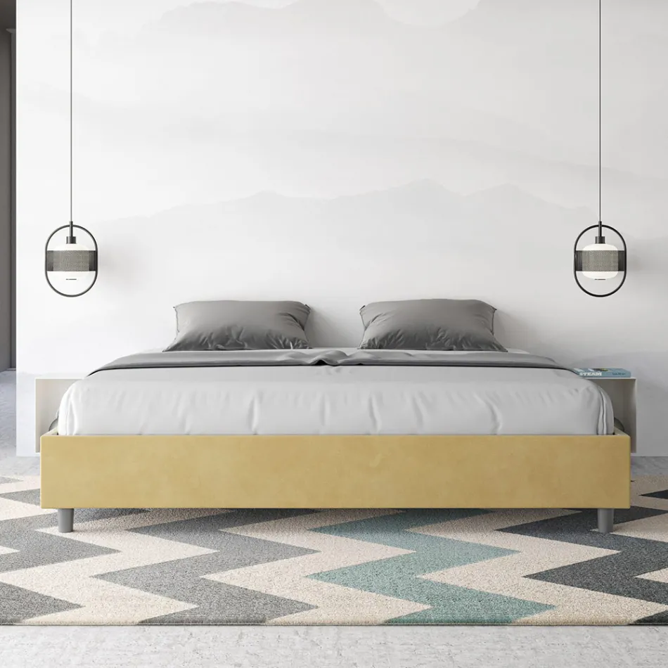 Dobbeltseng 190x200 cm betrukket med mikrofiber fremstillet i Italien - Athlete Viadurini