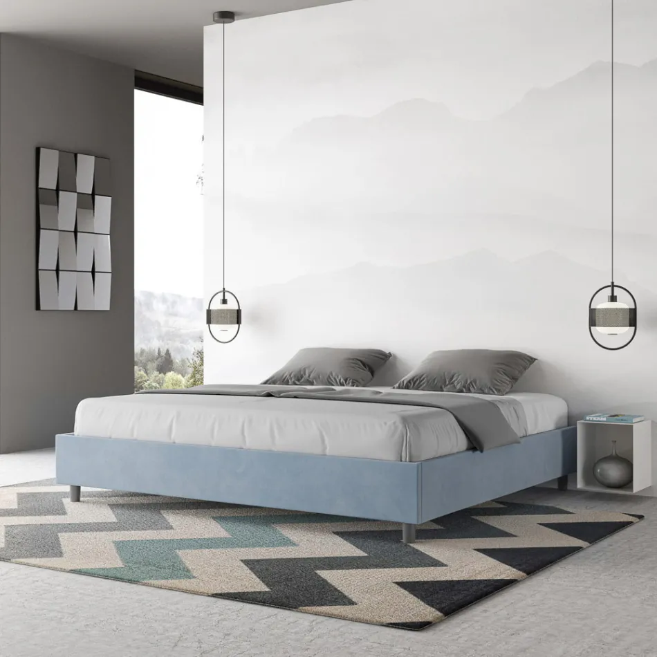 Dobbeltseng 200x200 cm betrukket med mikrofiber fremstillet i Italien - Athlete Viadurini