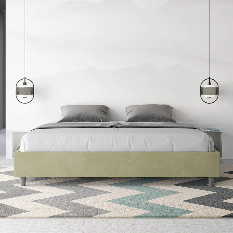 Dobbeltseng 200x200 cm betrukket med mikrofiber fremstillet i Italien - Athlete Viadurini