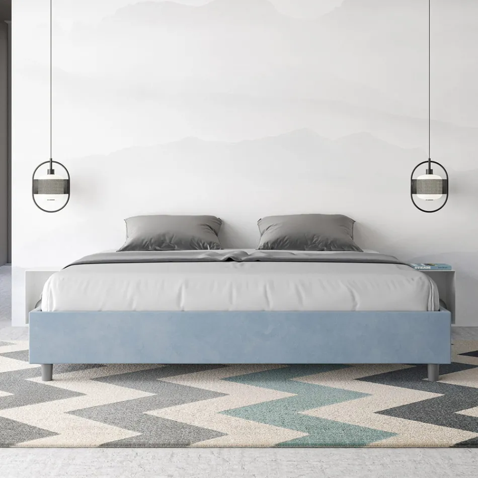 Dobbeltseng 200x200 cm betrukket med mikrofiber fremstillet i Italien - Athlete Viadurini